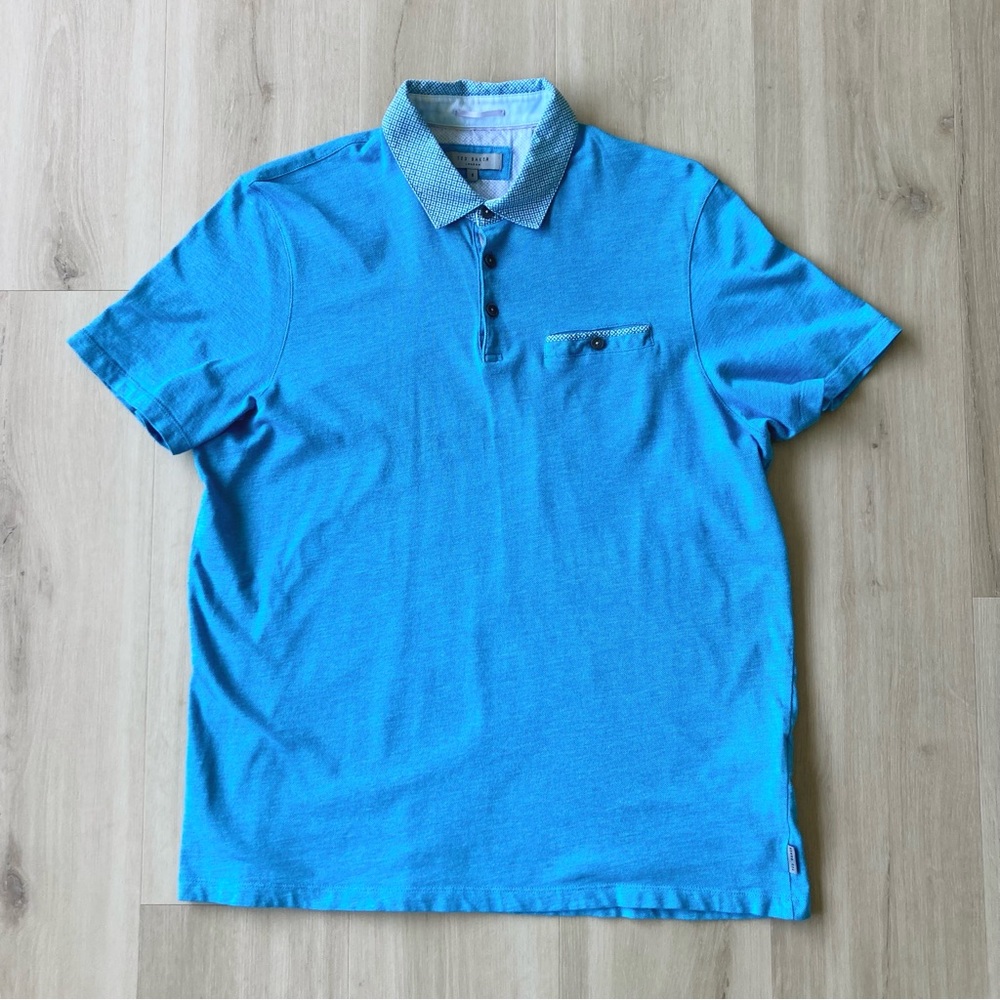 Ted Baker London Men's Short Sleeve Polo Shirt Blue size 5 (XL)